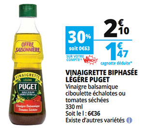 Promo sur les vinaigrettes Puget chez Auchan