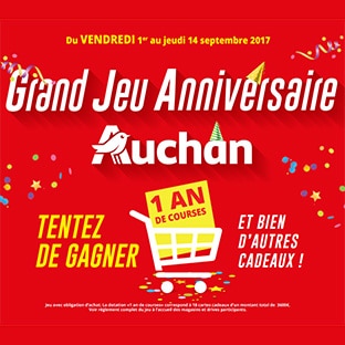 Jeu Anniversaire Auchan en magasin (ticket) et sur internet