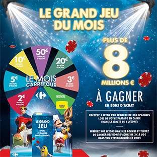 Jeu Le Mois Carrefour : 8 millions d’€ en bons d’achat à gagner