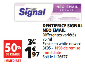 Dentifrice Signal gratuit en promo chez Auchan