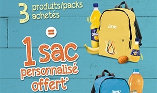 Sac personnalisé Orangina / Oasis offert pour 3 produits achetés