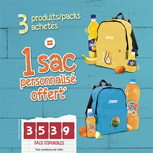 Sac personnalisé Orangina / Oasis offert pour 3 produits achetés