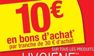 Carrefour Hygiène / Beauté : 10€ offerts tous les 30€ d’achats