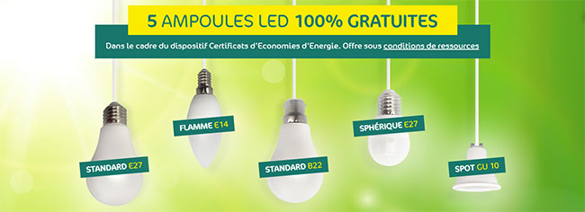 Pack de 5 ampoules LED offert par Carrefour