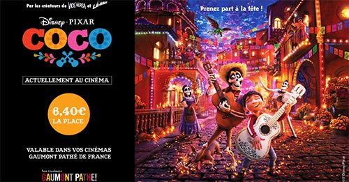 Séances de cinéma Gaumont Pathé moins chères pour découvrir Coco de Disney Pixar