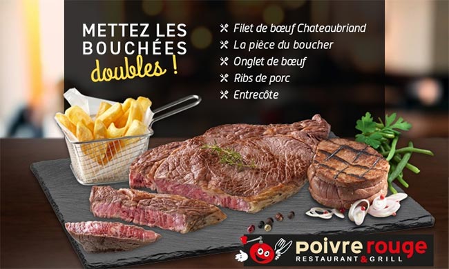 Une grillade de viande gratuite pour une grillade Poivre Rouge achetée