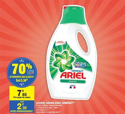 Toutes les promotions de Ariel liquide - Trouvez et découvrez la promotion  de Ariel liquide la moins chère!