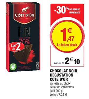 Promo tablettes chocolat Côte d’Or Magasins U