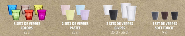 Collections de verres Duralex chez Intermarché