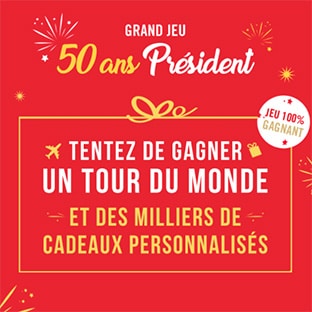 Jeu 50 ans Président : 1 Tour du Monde et 2005 lots à gagner