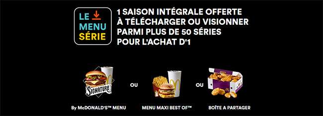 Offre séries offertes de McDo