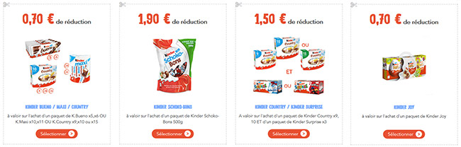 Coupons reduction kinder