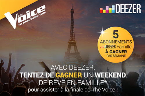 Les cadeaux à gagner au jeu The Voice de Deezer