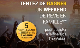 Jeu The Voice : 15 abonnements Deezer et 1 séjour de rêve