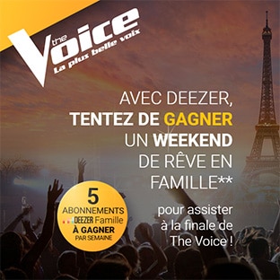 Jeu The Voice : 15 abonnements Deezer et 1 séjour de rêve