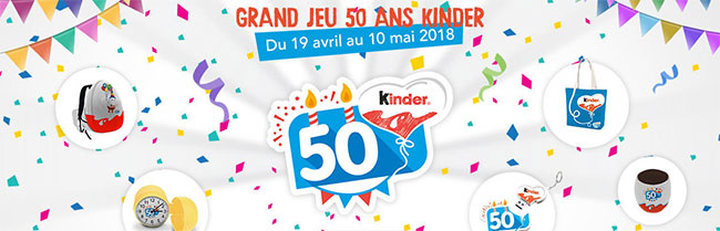 Les cadeaux à gagner du jeu 50 ans Kinder