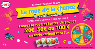 Instants gagnants Cora : 62 cartes cadeaux de 20€, 50€ ou 100€