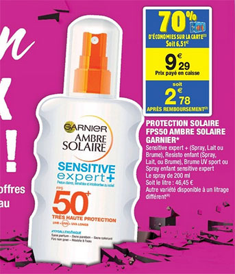 Remise fidélité sur protections solaires Garnier chez Carrefour Market