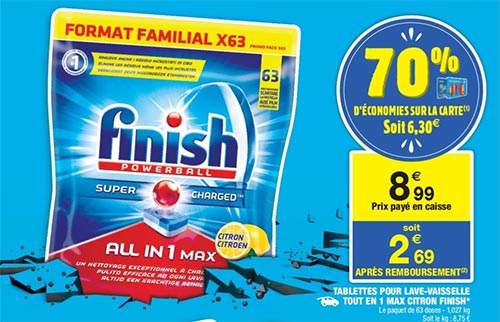 Promotion sur les tablettes Finish chez Carrefour Market