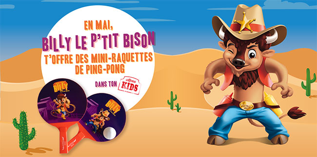 raquettes de ping-pong offertes avec le menu enfant Buffalo Grill