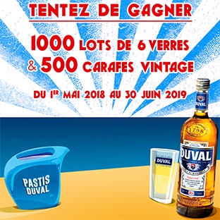 Jeu Pastis Duval : carafes et lots de 6 verres à gagner