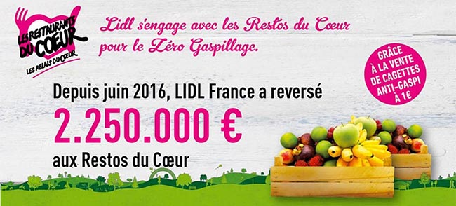 Cagettes Lidl à 1€ au profit des Restos du Coeur