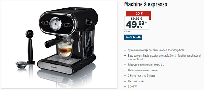 Machine à expresso SilverCrest en promotion chez Lidl