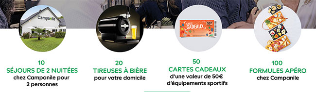 Les cadeaux à gagner aux instants gagnants Campanile