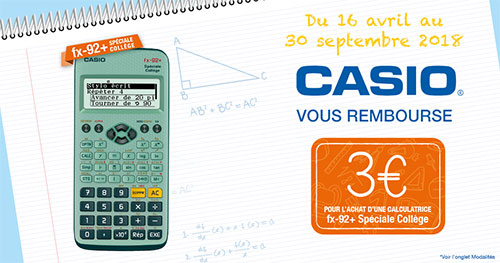 Offre de remboursement Casio