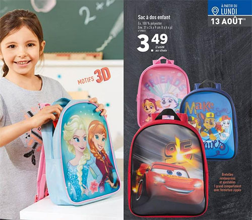 cartables Disney à petit prix chez Lidl