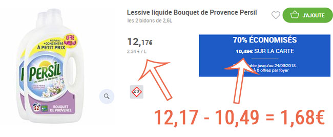 Remise fidélité Carrefour Drive sur les bidons de lessive Persil