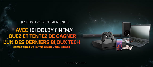 Les cadeaux à gagner au jeu Dolby Cinema