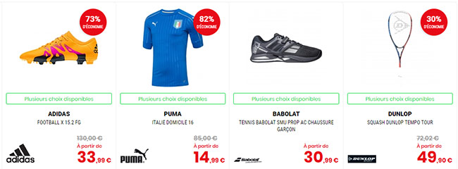 Exemples destockage Go Sports