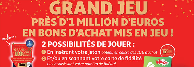 lots à gagner au grand jeu 100 jours d'Auchan