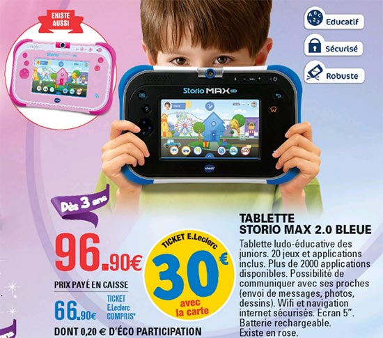 Tablette storio max xl 2.0 bleue, jeux educatifs