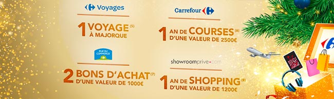 Les cadeaux à gagner au tirage de Noël Carrefour