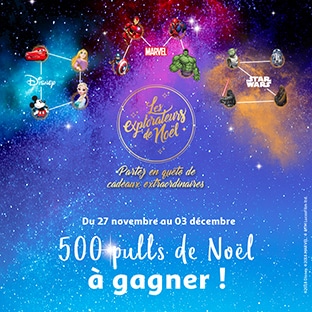 Jeu Auchan Les Explorateurs : 500 pulls de Noël Disney à gagner