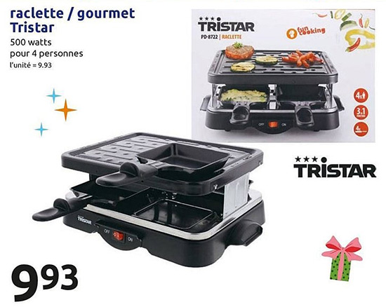 Machine à raclette Tristar à moins de 10€ chez Action