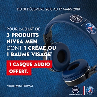 Nivea Men : Casque audio PSG offert pour 3 produits achetés