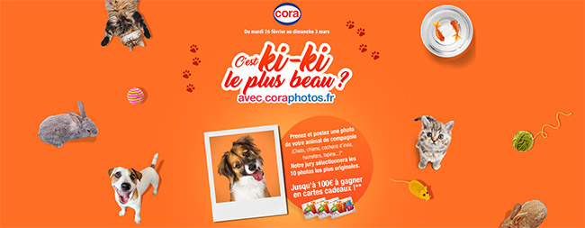 Tentez de gagner une carte cadeau Cora avec la photo de votre animal