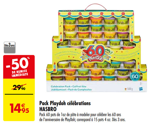 Pâte à modeler 4 pots PLAY-DOH : le coffret à Prix Carrefour