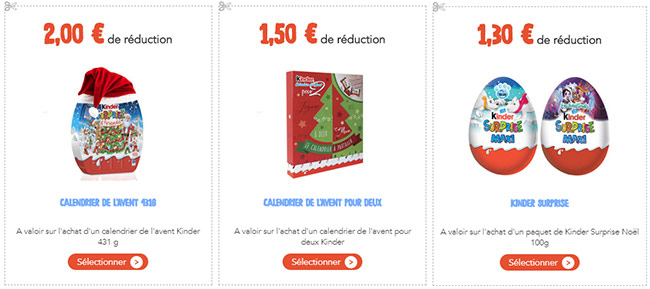 Bons de réduction Kinder à imprimer pour Noël 2019