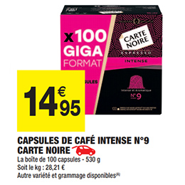 Giga format de capsules Carte Noire pas cher chez Carrefour