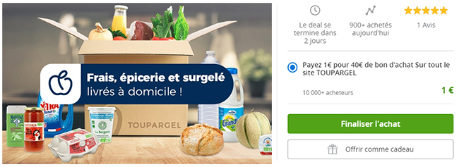 coupon Toupargel de 40€ avec Groupon.fr