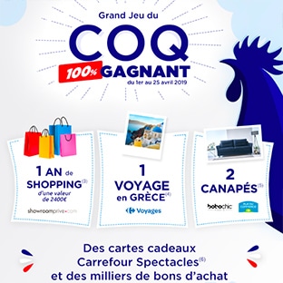 Jeu du Coq 100% gagnant Carrefour