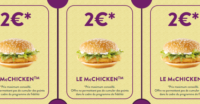 Bon plan McDo : McChicken à 2€ le lundi 29 avril 2019