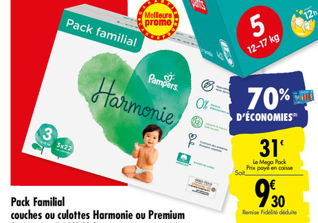 Promotion Carrefour sur les couches Pampers Harmonie