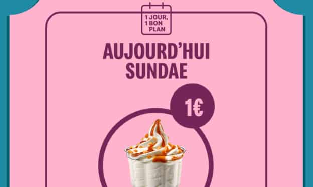 Bon plan McDo : Glace Sundae à 1 euro