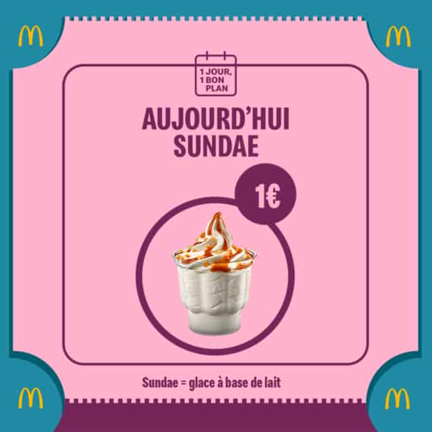 Bon plan McDo : Glace Sundae à 1 euro