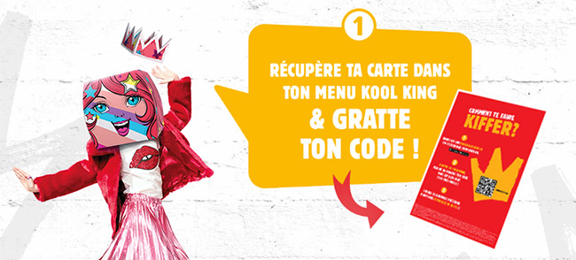 Carte Kool King Shop offerte pour un menu Kool King enfant acheté